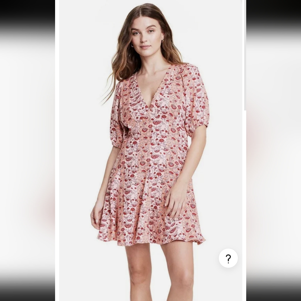 NWT! RHODE x Target Whimsical Floral Print Short Sleeve Mini Dress Blush/Red Y2K